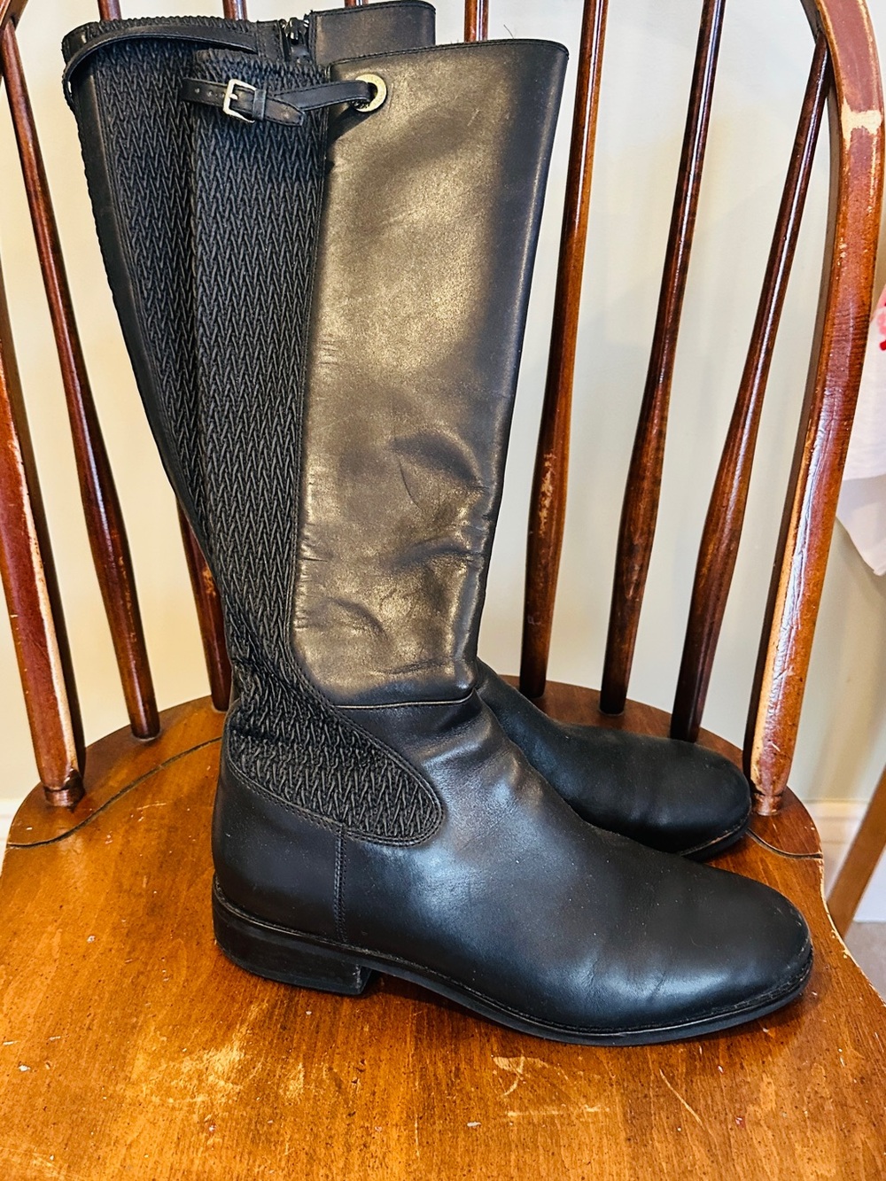 Cole Haan Rockland Tall Black Leather Riding Boots Size 8B